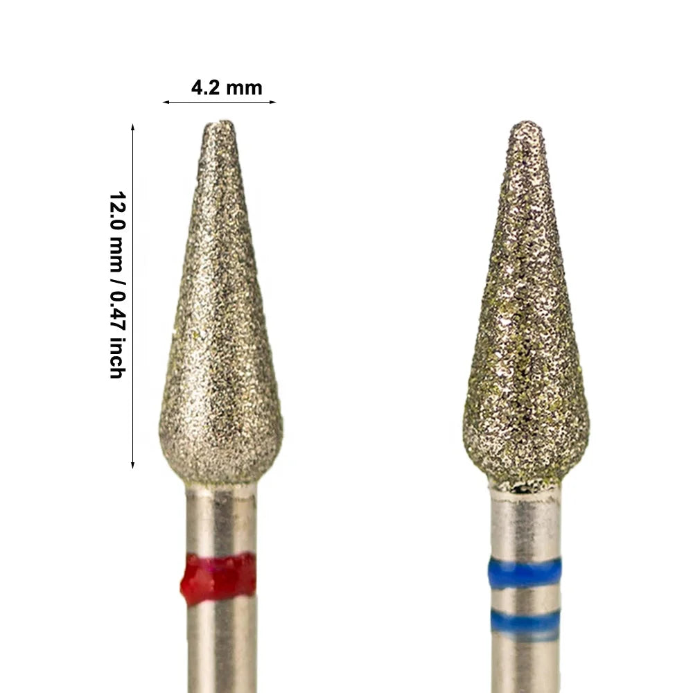 F M 3/32" Drop Bud Shape Wholesale Safety Cone Manicure Efile Russian Cuticle Clean Diamond Nail Drill Bits in Storage