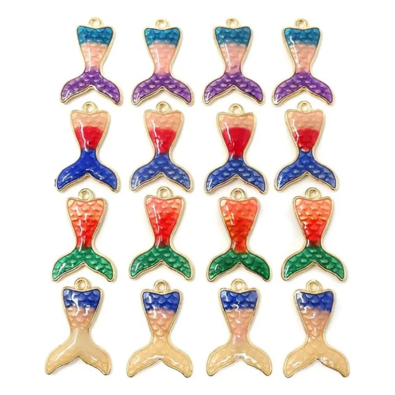 Enamel Alloy Mermaid Tail Charm Pendant Marine Animals Sea Theme Pendants for Earrings Bracelets Necklaces Jewelry Making