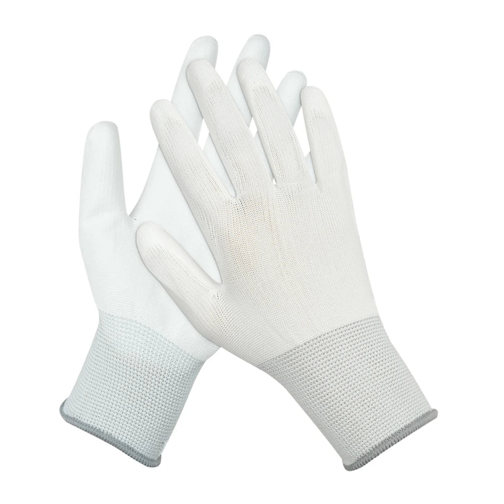 Hot Selling White PU Dipped Gloves Durable PU Coated Labor Gloves PU Palm Coating Elastic Cuff Customizable Logo-ZS Brand