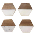 Factory Direct Hexagon Natural Marble Combined Acacia Wood coaster