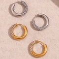 Valentines Day Gift 2024 Shining Zircon Huggies Earrings Gold Plated Stainless Steel Jewelry