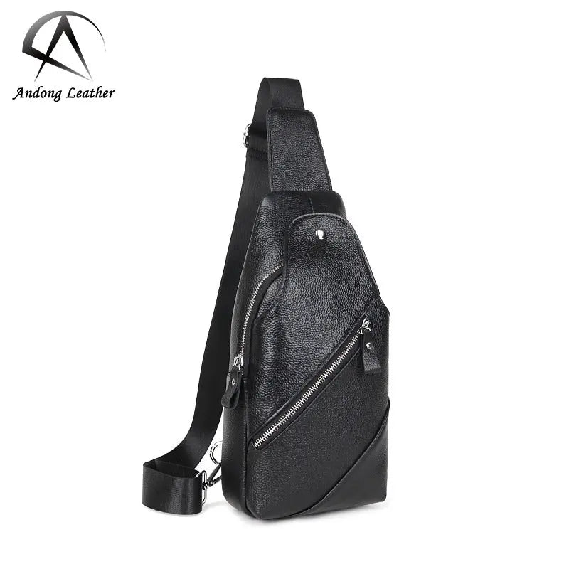 Andong Leather Genuine Leather Crossbody Chest Bag for Men Multifunction Male Shoulder Sling Bags Casual Outdoors Pack Handbag MegaBDM