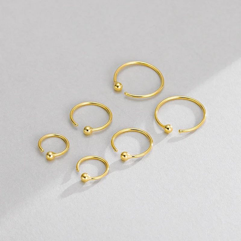 Minimalism Real 925 Sterling Silver 18k Gold Plating Thin Hoop Nose Stud Piercing for Women Cartilage Earrings Wholesale