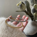 Moge Jewelry Pulsera Minimalist Korean Style Round Ball Beaded Hinge Bangle Stainless Steel 18k Gold Trendy Bracelet for Woman