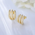 Western Popular Minimalist Plain 3 Bars Jewelry Psj Brass Rhodium 18k Gold Plated Stud Earrings for Women Girls