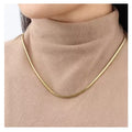 Chris April 316L Stainless Steel 3D Soft Herringbone Wide Snake Chains Necklace