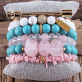 Newest Chip Stone Druzy Tassel Bracelet Natural Stone Glass Alloy Nail Leaf Open Cuff Bangle Punk Turquoise Stack Bracelet Set