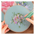Custom Cross Stitch Embroidery Set Flower Patterns Needlework Set With Bead Embroidery Hoop Handmade Arts Crafts Sewing Gift