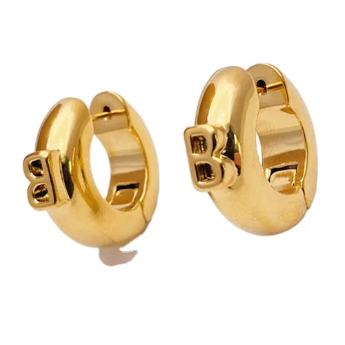 RTS B Fashion Earrings Women Real Gold Plated Bohemian Earrings Wholesale Vintage Gold Hoop Earrings