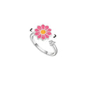 Hot Selling Stress Rings Opening Adjustable Spinner Fidget Rings Jewelry Women Dainty Drip Oil Flower Spinning Anxiety Ring