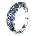 Elegant Vintage Silver 925 Ring Rhodium Plated Natural Sapphire for Wedding or Party Women's Anniversary Gift