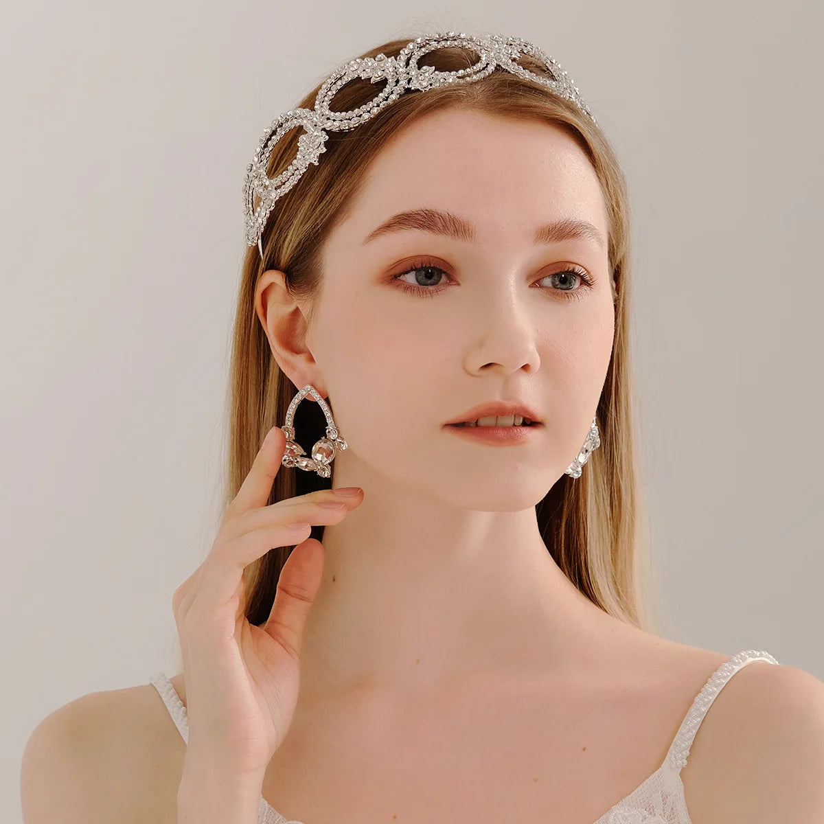 Miallo 3Pcs/set Rhinestone Wedding Bridal Jewelry Set Crown Earrings Set for Women Party
