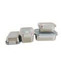 Japanese Rectangle Microwave Safe Stainless Steel Lunch Box PP Lids 304 Metal Bento Box for Adults Kids