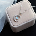 GT Zircon Moon Charm Necklace Elegant Jewelry Clavicle Chain Natural Sri Lankan Moonstone Necklaces