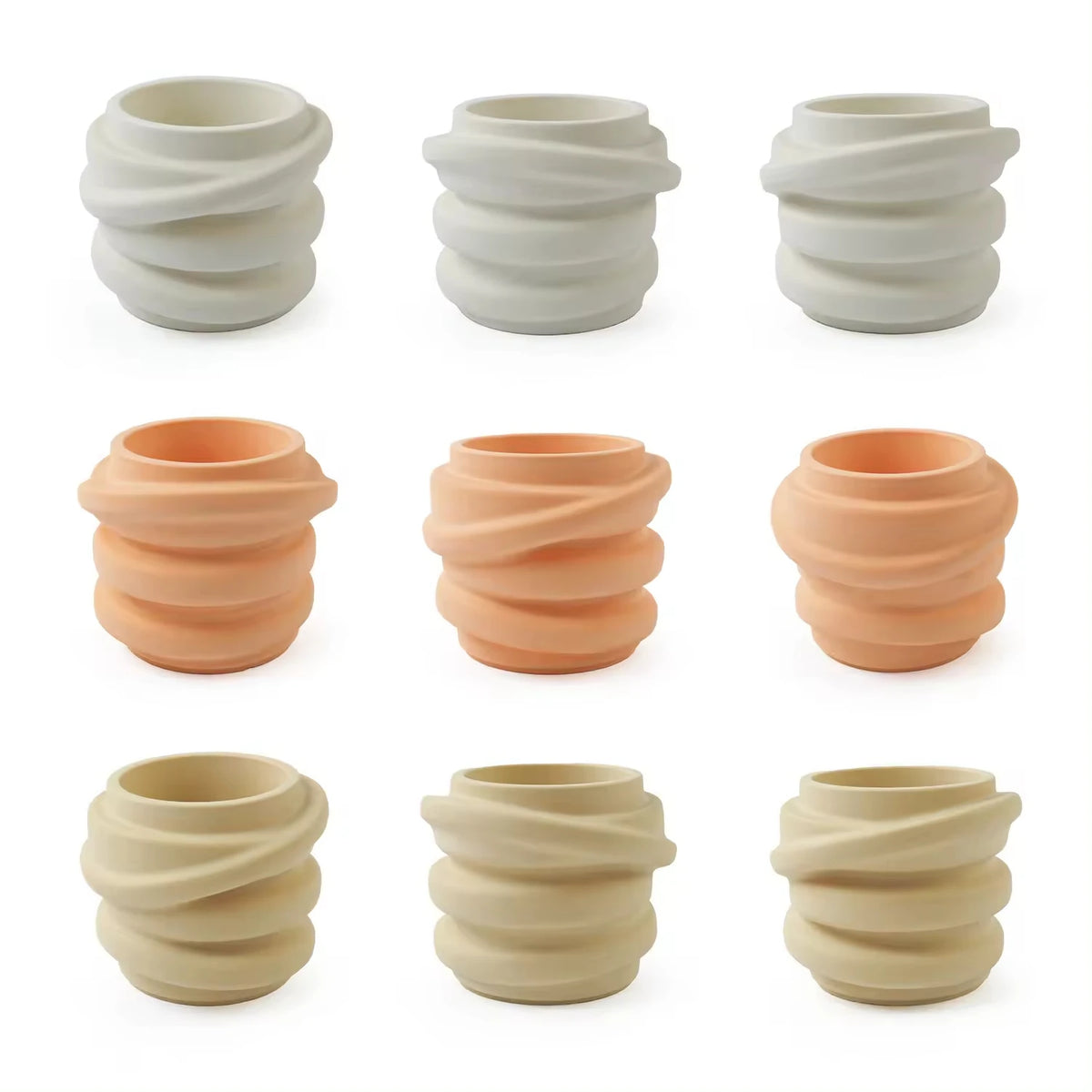 3D Plaster Flower Pot Silicone Mold for Gypsum Candle Holder Cement Concrete Jar Vase Packaged in OPP Bag