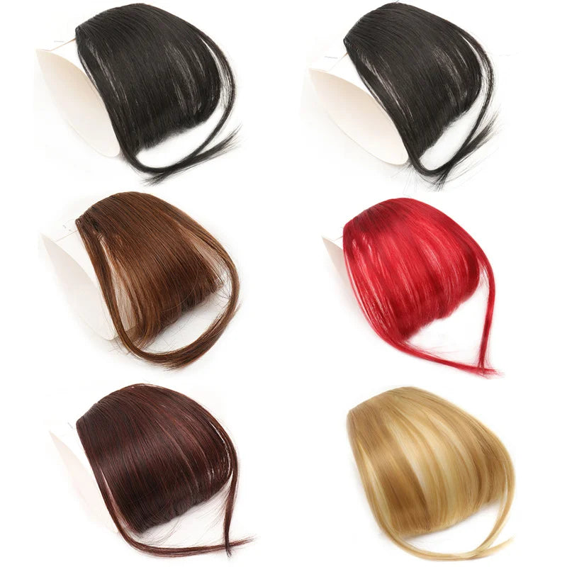 Synthetic Blunt Hair Bangs Clip in Hair Extension Neat Front Fringe Natural False Hairpiece for Women Clip in Bangs