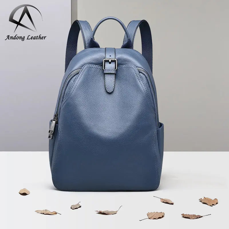 Andong Leather Fashion Backpacks for Women Genuine Cow Leather Large Capacity Ladies Shoulder Bags Casual School Backpack 8380