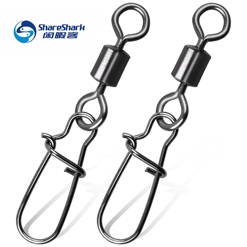 210pcs/box Stainless Steel Fishing Swivel Snap Fastener Rolling Seawater Fishing Bucket Rotary Connector Fishing Tackle Kit