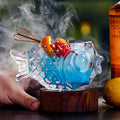 Wedding Bar Creative Lead Free Crystal Glass Tumbler Mug Irregular Embossed Fish Shaped Clear Molecular Martini Cocktail Glass