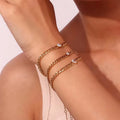 Waterproof Stainless Steel Teardrop Zircon Bracelet Non Tarnish Jewelry Pvd 18K Gold Plated Water Drop Chain Cuban Bracelet