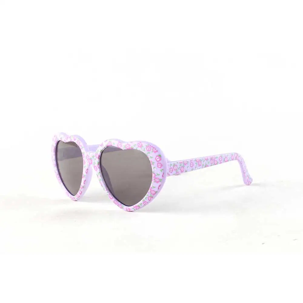 Wholesale Kids Sunglasses with Purple Heart-Shaped Cartoon Pattern Polarized PC Lenses Custom Logo