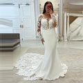 AL1489 2025 Wedding Dress for Girls Curvy Strapless with Long Sleeves and High Neck Plus Size 2023 Bridal