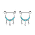 Set 5 U-Shaped Turquoise Nipple Rings 316L Surgical Stainless Steel Body Piercing for Engagement Parties Gifts for Women Girls