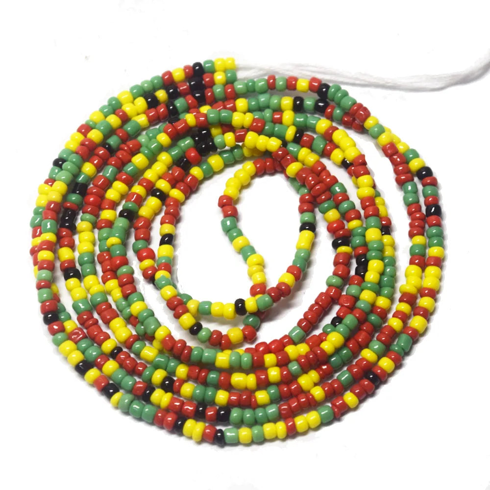 Handmade 50 Inches Adjustable Bulk Tie on Waist Beads on Cotton Cord Belly Chain Body Jewelry Leadership Red Color