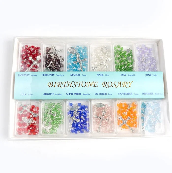 Multi-Color Crystal Beads  Rosary Necklace Catholic Cross Rosary Necklace Set