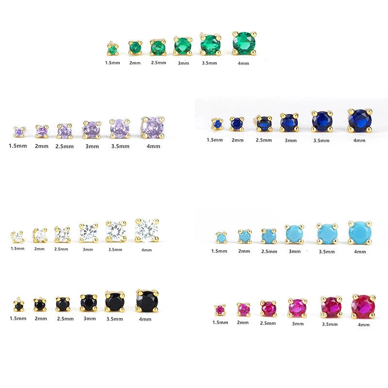 BS1501 6pcs/set Professional Sterling Silver for Women 925 Mini Cubic Studs Set Earrings With Great Price