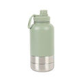 32oz LOW MOQ Custom logo Portable 3 in 1 304 Stainless Steel Pet Feeder Travel Dog Water Bottles With Food Container