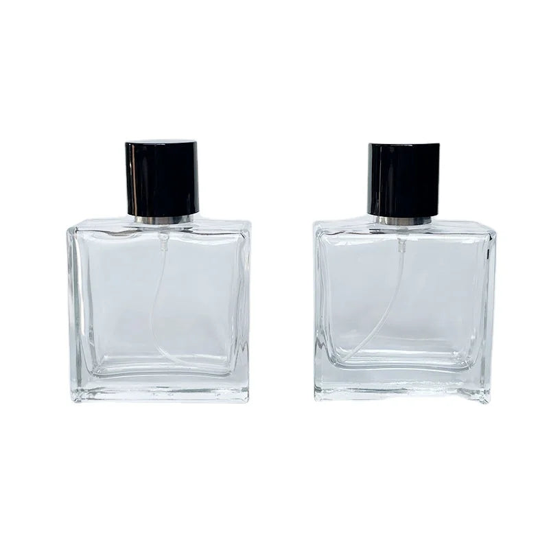 30ml Spray Perfume Bottle 50ml Square Transparent Glass Screw Mouth Parfum Cap Bodyworks Spray Refillable Pump Empty Bottles