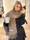 High-End Women's Long Solid Color Soft Comfortable High-quality Eco-Friendly 100% Polyester Classic Scarf Thickened Autumn