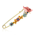 Jachon Luxury Big Pin Shaped Women Jewelry Animal Butterfly Safety Pins and Flower Design Rhinestone Brooches