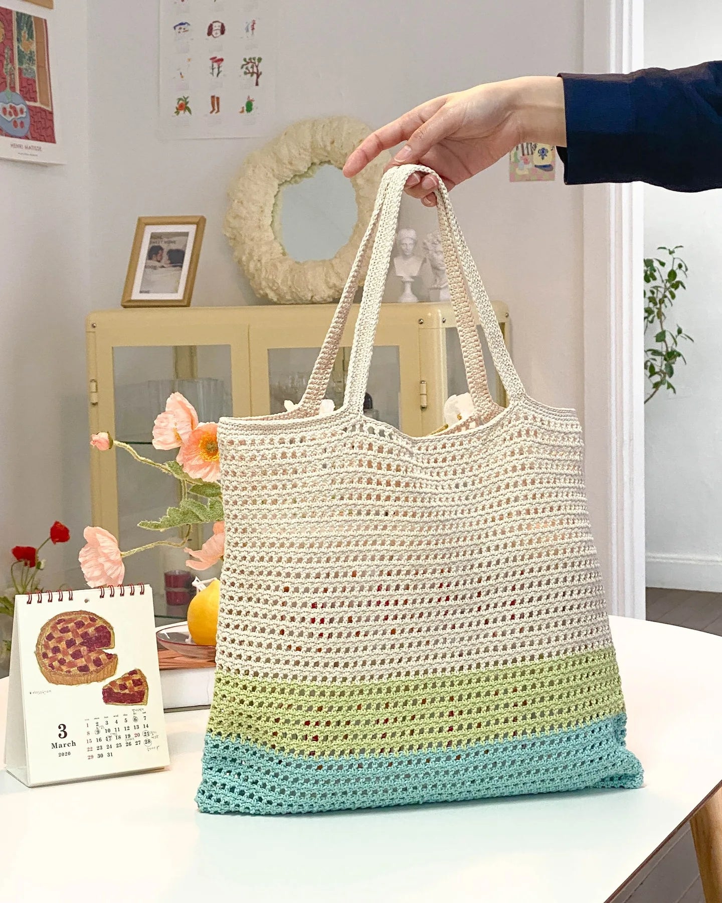 Custom Design Logo Shoulder Cotton Mesh  Lady Hand Beach Travel Shopping Women's Tote Designer Crochet Bags