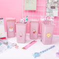 Kawaii Pink Creative Student Stationery Pen Holder with Trash Can Plastic Material Use for Calendar