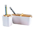 NO PLASTIC Bamboo Fiber Desk Organizer Multifunctional Desktop Organizer Office Supplies Holder for Home Office School Classroom