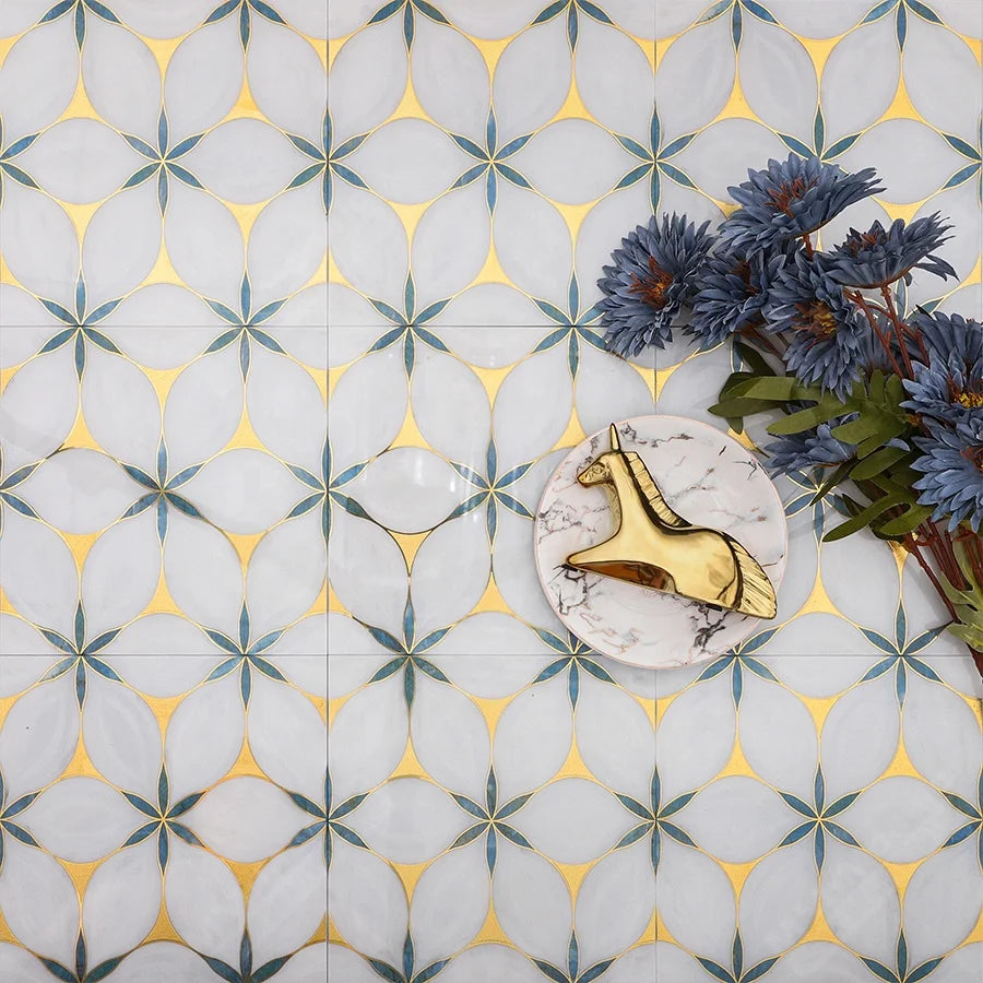 Modern Luxury 200x200mm Flower Pattern Porcelain Anti-slip Waterproof Bathroom Restaurant Backsplash Kitchen Wall and Floor Tile