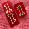 Loop Fold Bright Red Satin Clothing Labelsilk Screen Printing Both logo T-shirt Red Satin Label