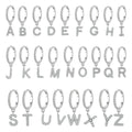 FIne Jewelry Full Diamond Single A-Z Letter Earrings 925 Sterling Silver Cubic Zirconia English Alphabet Hoop Earrings