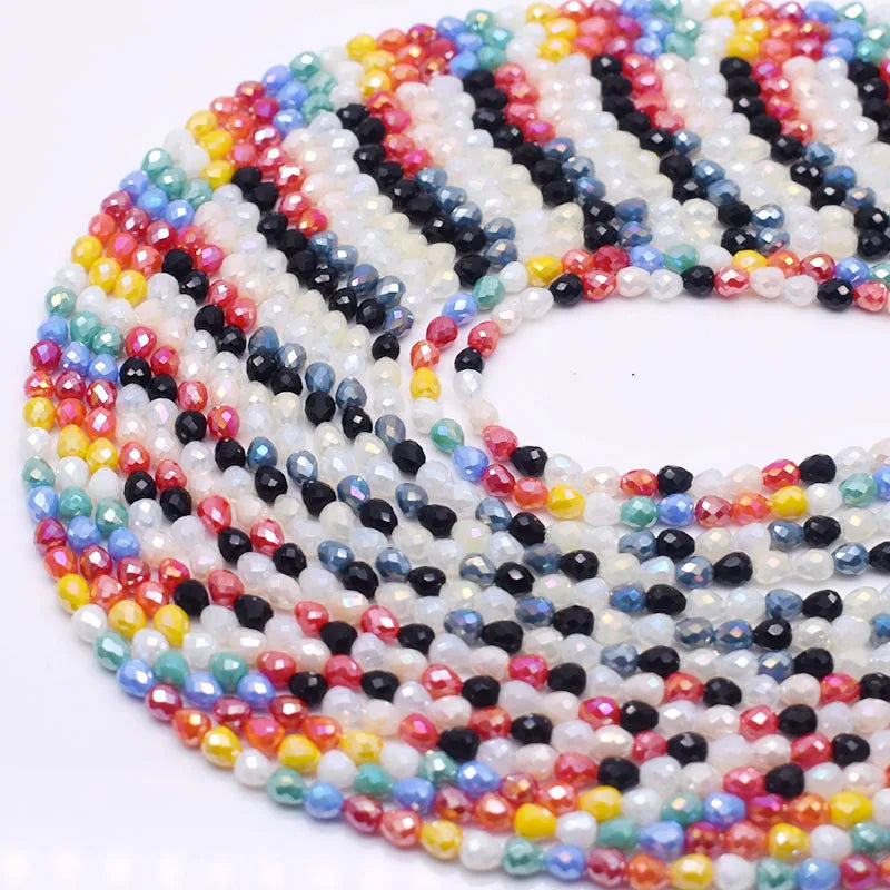 4mm 95pcs Crystal Glass Beads Regular Color Strawberry Faceted Crystal Beads Loose Spacer Beads for Jewelry Making Necklace DIY