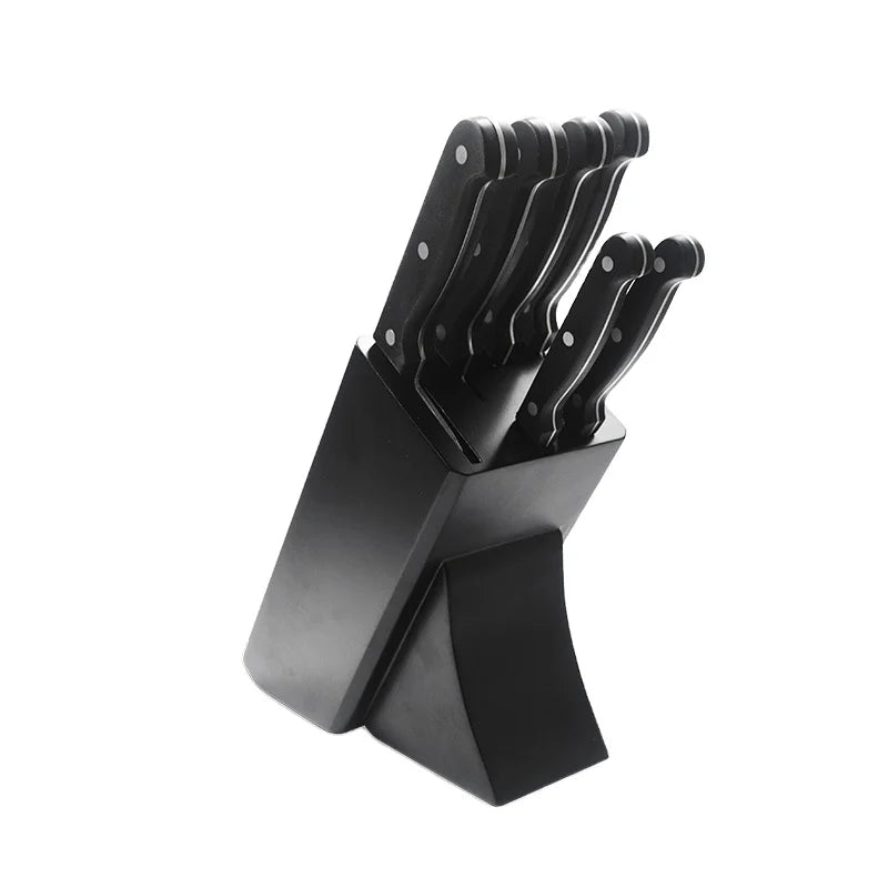 7 Piece Plastic Handle Kitchen Knife With Block Set Stainless Steel Knives Kitchen Knife Set