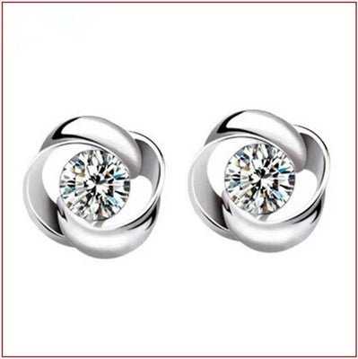 New Hot Fashion 925 Sterling Silver Crystal Earrings for Women Girls Gift Fashion Statement Jewelry