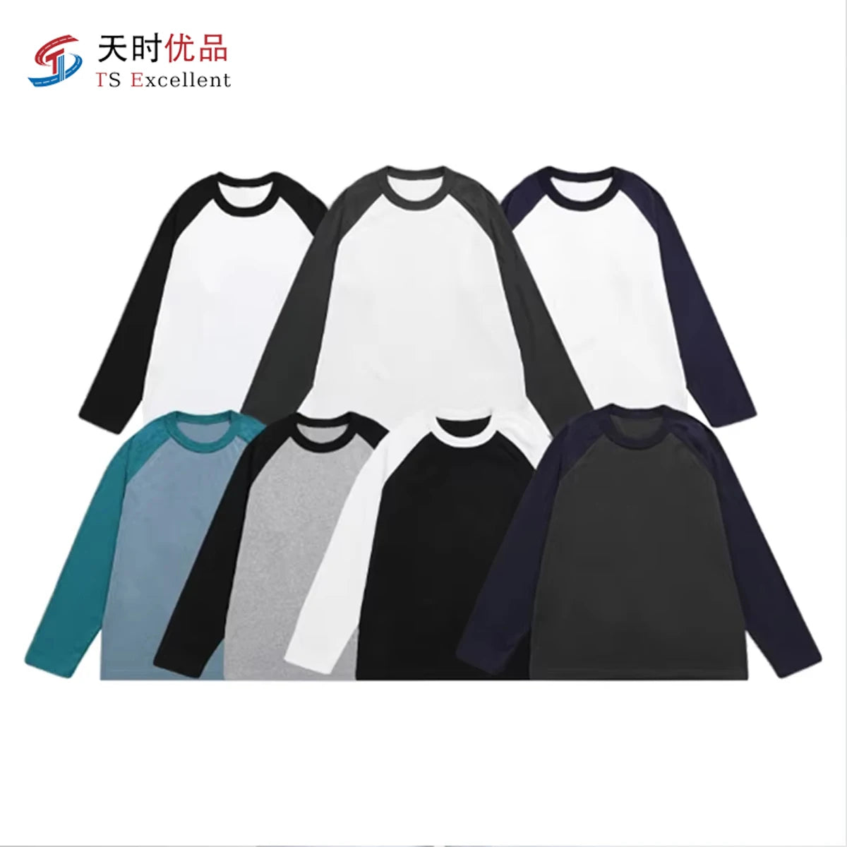 100% Cotton Custom Print Long Sleeve Casual Raglan Sleeve Baseball T Shirt  Tshirt Plain Oversized Heavy Men'S T-Shirt