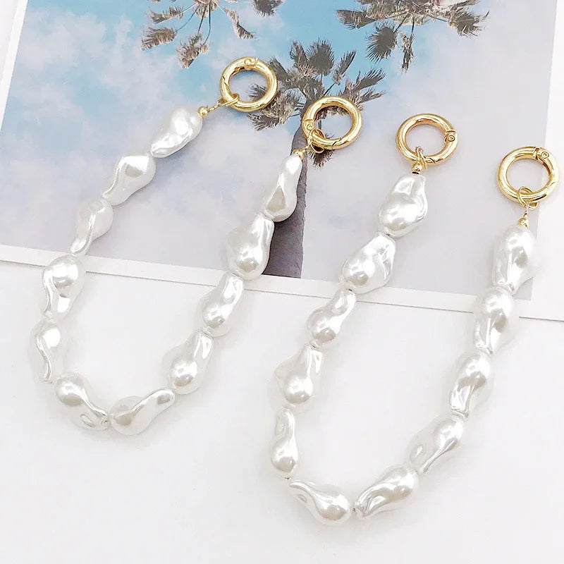 Deepeel CH001 30cm Handbag Accessories Pearl Handle Chains Beaded Short Bag Chain