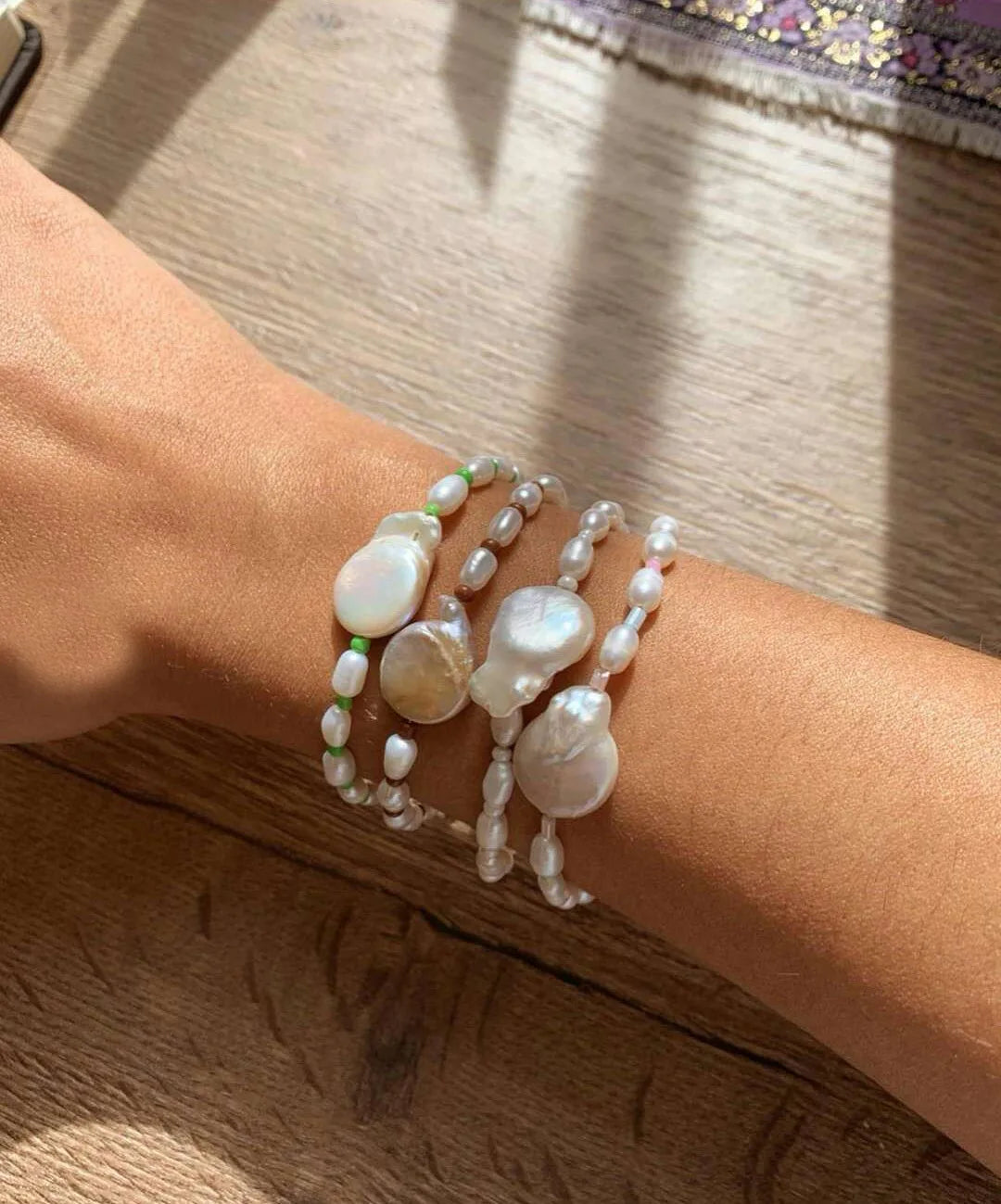 Non Tarnish Custom Women 18K PVD Gold Plated Stainless Steel Beaded Fine Real Baroque Freshwater Pearl Bracelet Jewelry Set