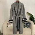 OFTBUY Women's Casual Double-Faced Wool Blends Jacket Elegant Loose Autumn Winter Coat Real Rabbit Sheep Fur Spring Woven Belt