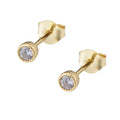 Latest Design INS High Quality Minimalist 14K Gold Plated Bezel Setting Zircon 925 Silver Stud Earrings