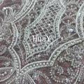 2023 New White Luxury Bridal Tulle Sequins Lace Beaded and Pearls Fabrics for European Wedding Dress  HY2417