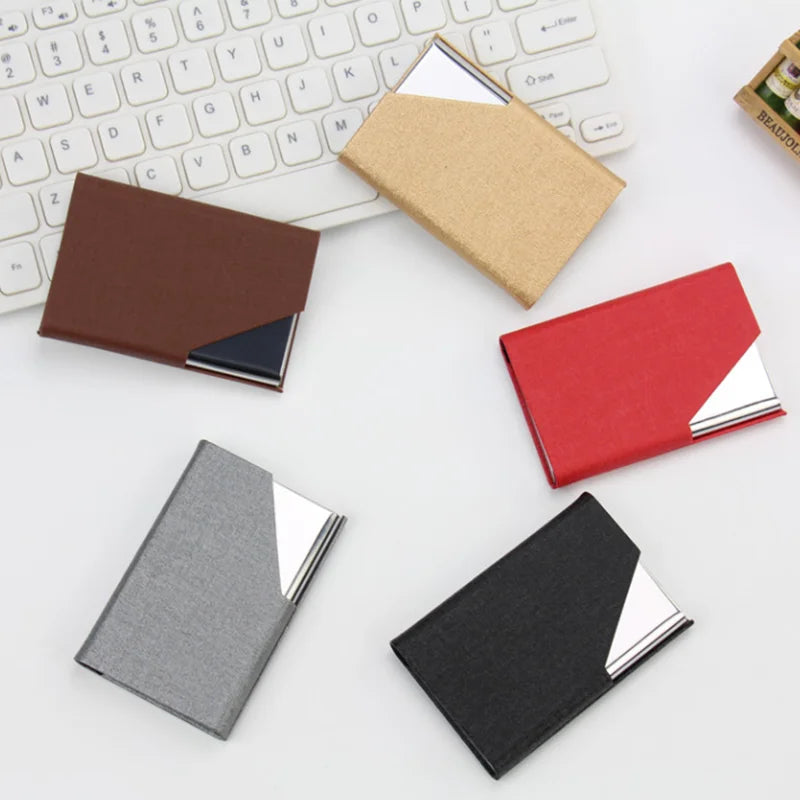 New Arrivals 2025 Luxury PU Leather & Stainless Steel Multi Card Case Business Name Card Holder Wallet Credit Card ID Case